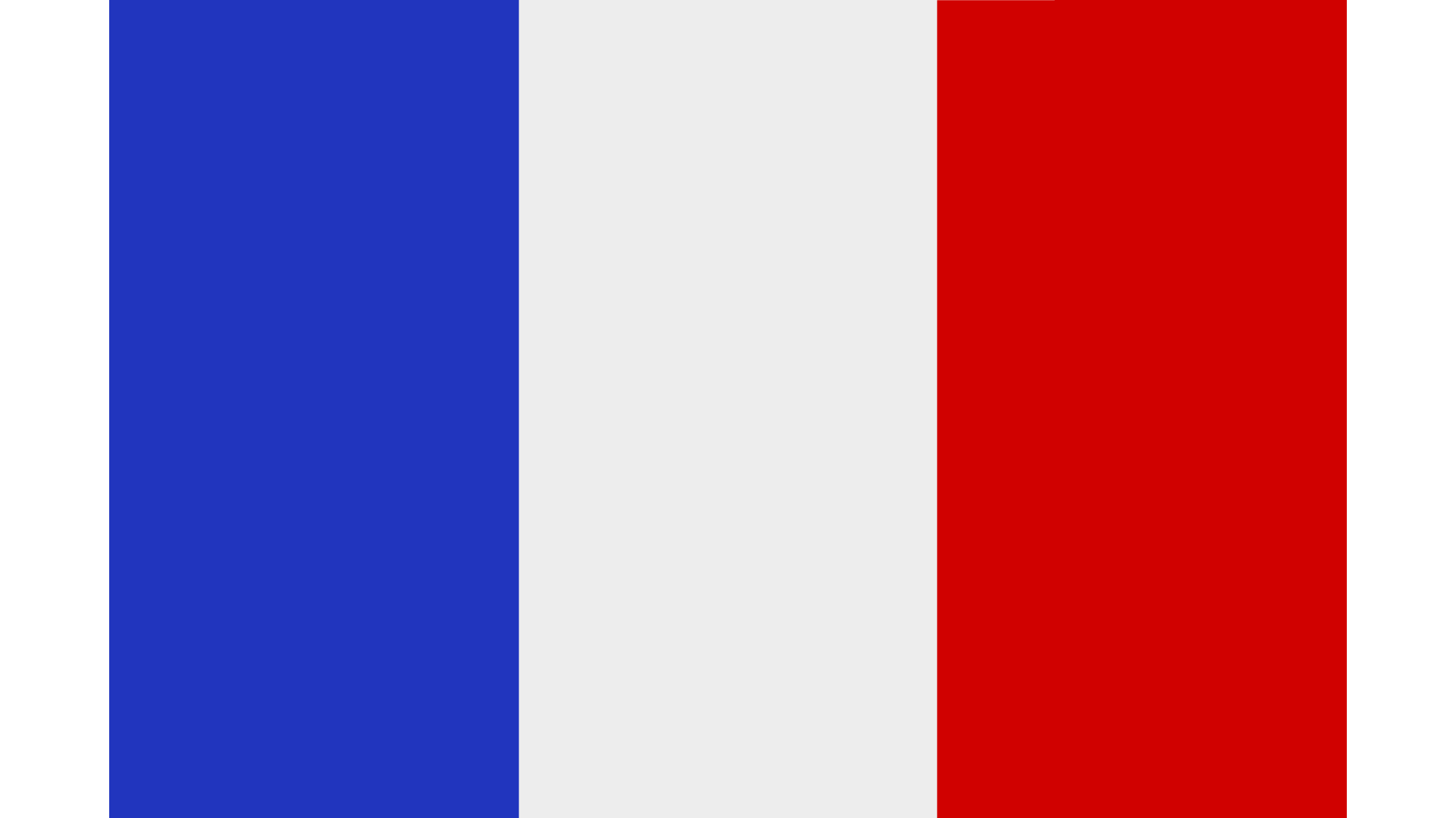 The flag of France with vertical stripes in blue, white and red.