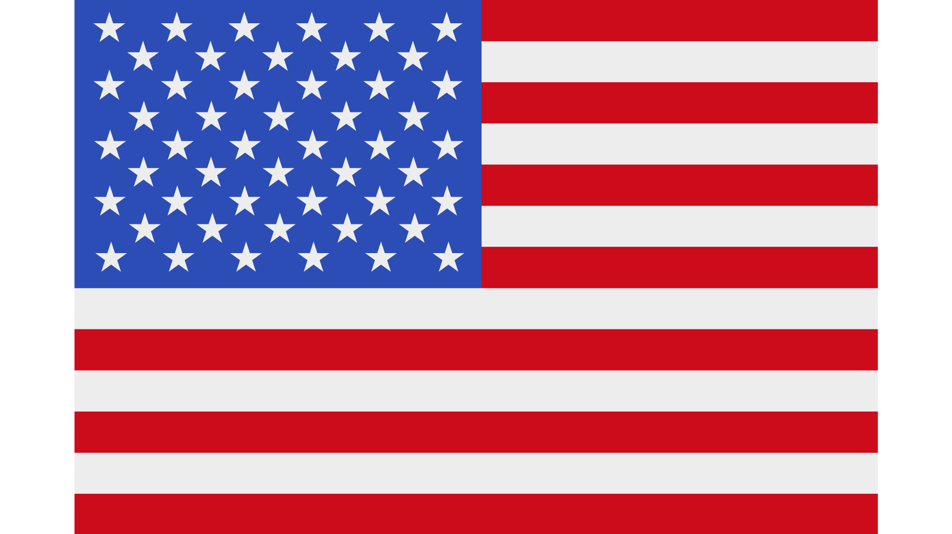 The flag of the United States of America in with red and white stripes. In the top left corner is a blue rectangle with white stars.