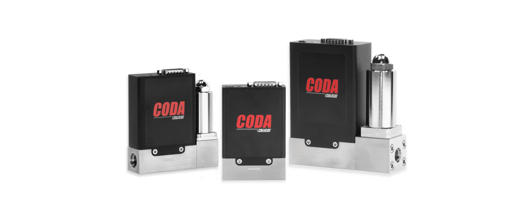 Three black and silver devices on a white background. CODA is written on the devices in large red letters.